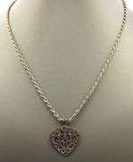 Vintage 925 sterling silver heart shaped pendant on Italian rope chain