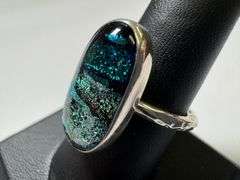 Sterling Silver 925 One of a Kind Dichroic Glass Ring Size 8.5