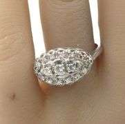 Vintage diamond oval ring in white gold