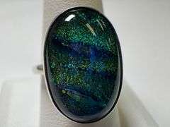 Sterling Silver 925 One of a Kind Dichroic Glass Ring Size 9