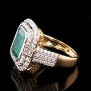 14K WHITE AND YELLOW GOLD EMERALD AND DIAMOND RING 5.20 C.T.W., GIA CERTIFIED