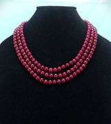 Beautiful 871 Cttw. Mined From The Earth 3 Strand Natural Red Ruby Necklace.