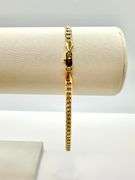 Beautiful Yellow Gold Plated Textured Figaro Link Ankle Bracelet