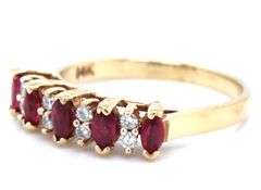 14kt Yellow gold Marquise Ruby and diamond band