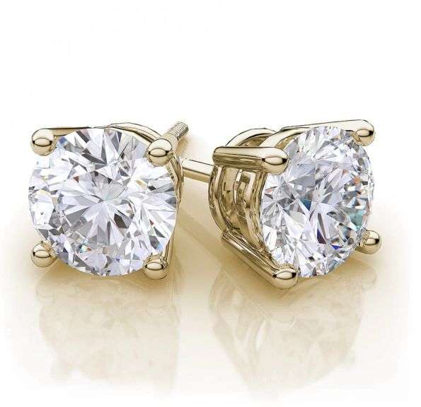 BRAND NEW 2.50 CARATS LAB GROWN DIAMOND STUDS. 14K YELLOW GOLD