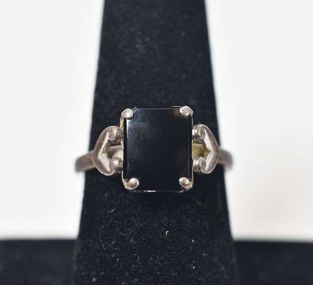 Black Onyx Gemstone Ring In Sterling Silver