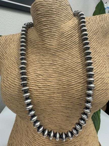 Genuine Indian Handmade Navajo Pearls 19" Necklace 925 Sterling Silver Authentic