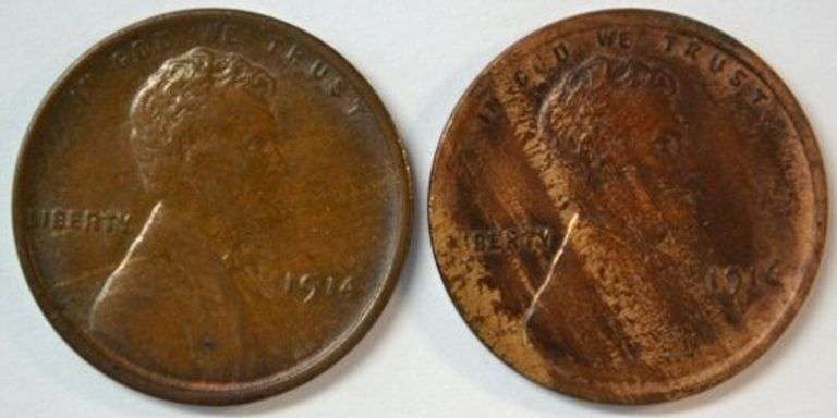Uncirculated 1914 & 1916 Lincoln Wheat Cents