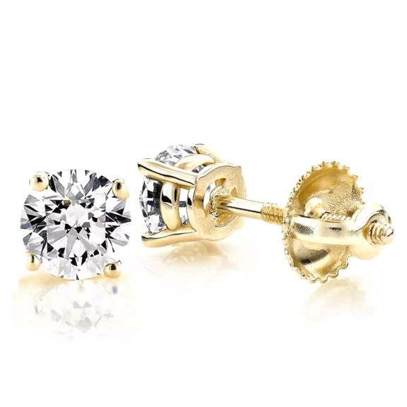 BRAND NEW 2.00 CARATS LAB GROWN DIAMOND STUDS. 14K YELLOW GOLD