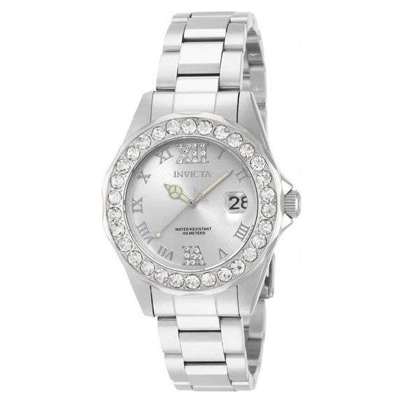 Invicta Pro Diver Silver Dial Crystal Bezel Stainless Steel Women’s Watch