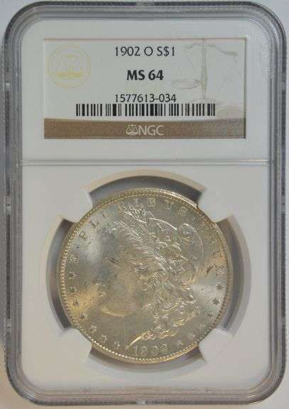 Frosty-white NGC MS64 graded 1902-O Morgan Silver Dollar