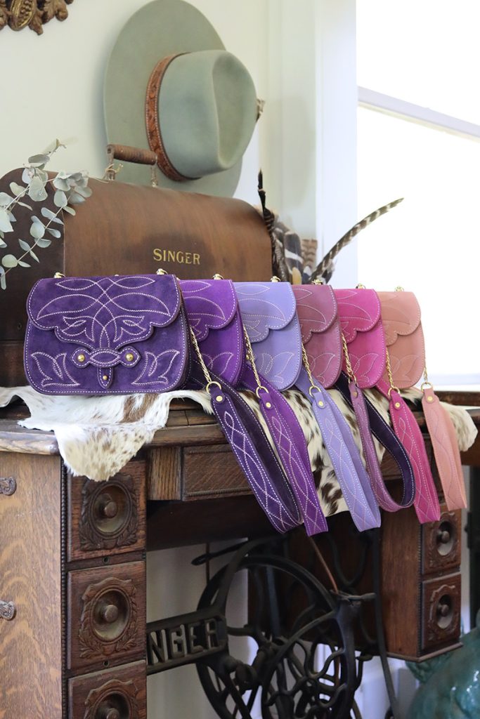 Some of Ashley Robin's designs on purses.