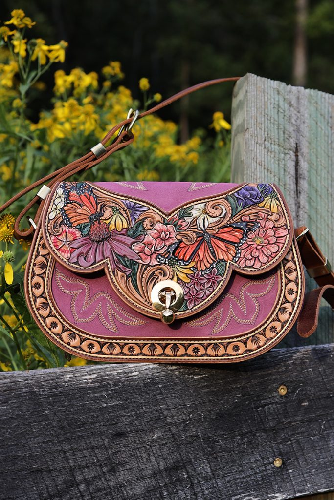 One of Ashley Robin's floral designs on a bag.