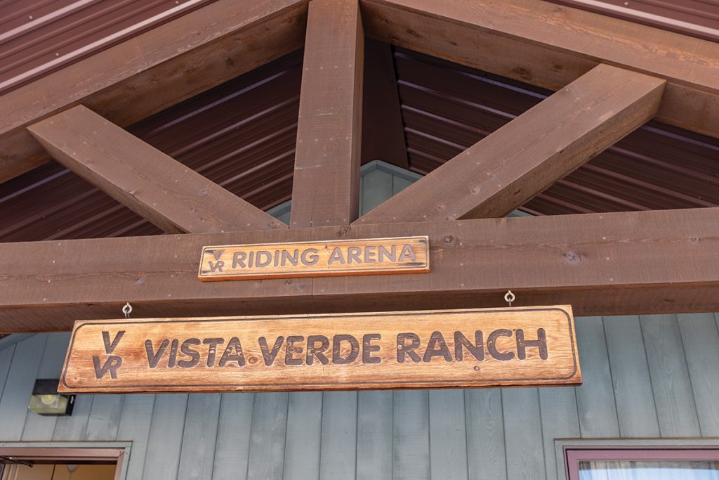 Signs at the Vista Verde Guest Ranch riding arena.