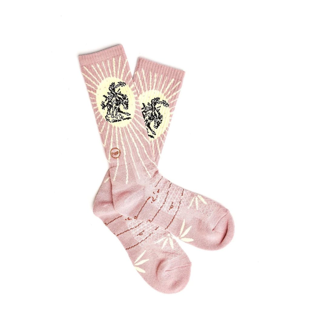 Lucky Chuck Fringe Bucking Dusty Pink Western Cowgirl Performance Socks