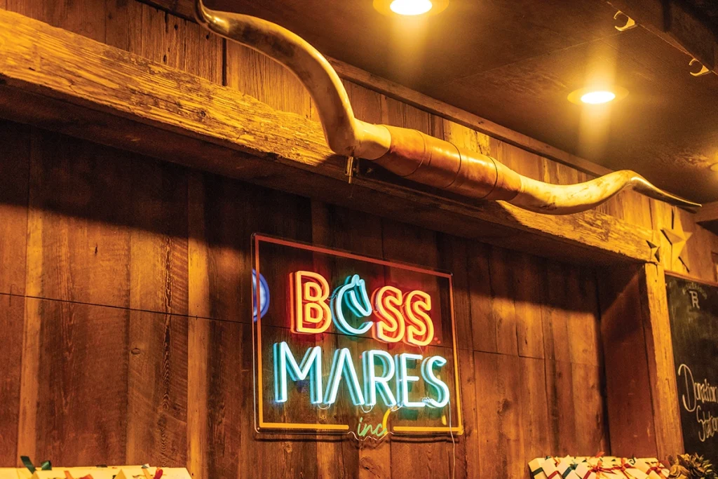 The Boss Mares, Inc. logo on a neon sign.