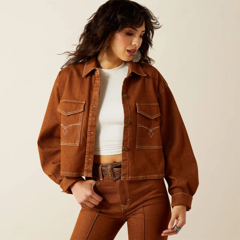 Ariat Boxy Cropped Denim Jacket, a great light jacket with Western flair.