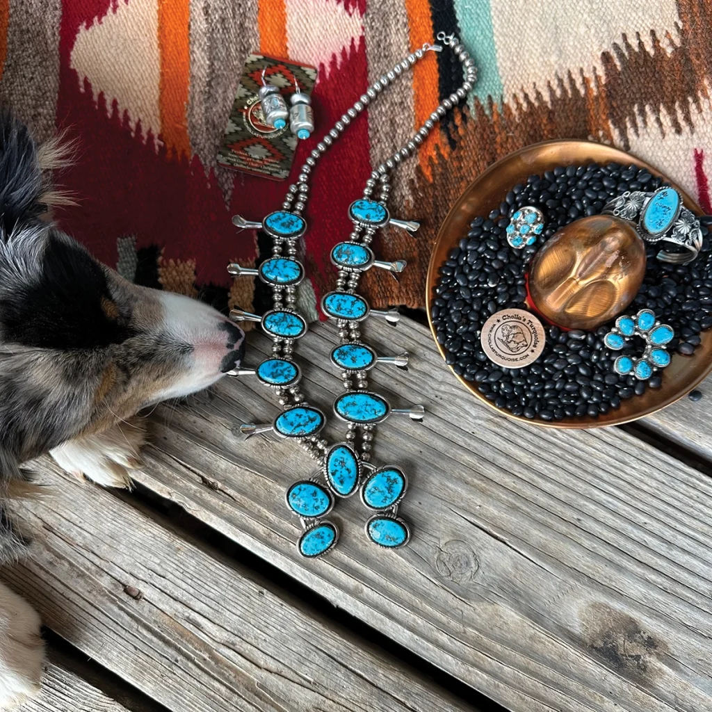 A Cholla's Turquoise squash blossom necklace.