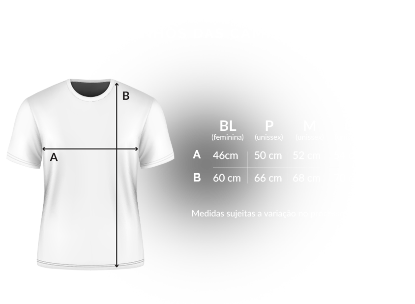 Tamanhos camiseta