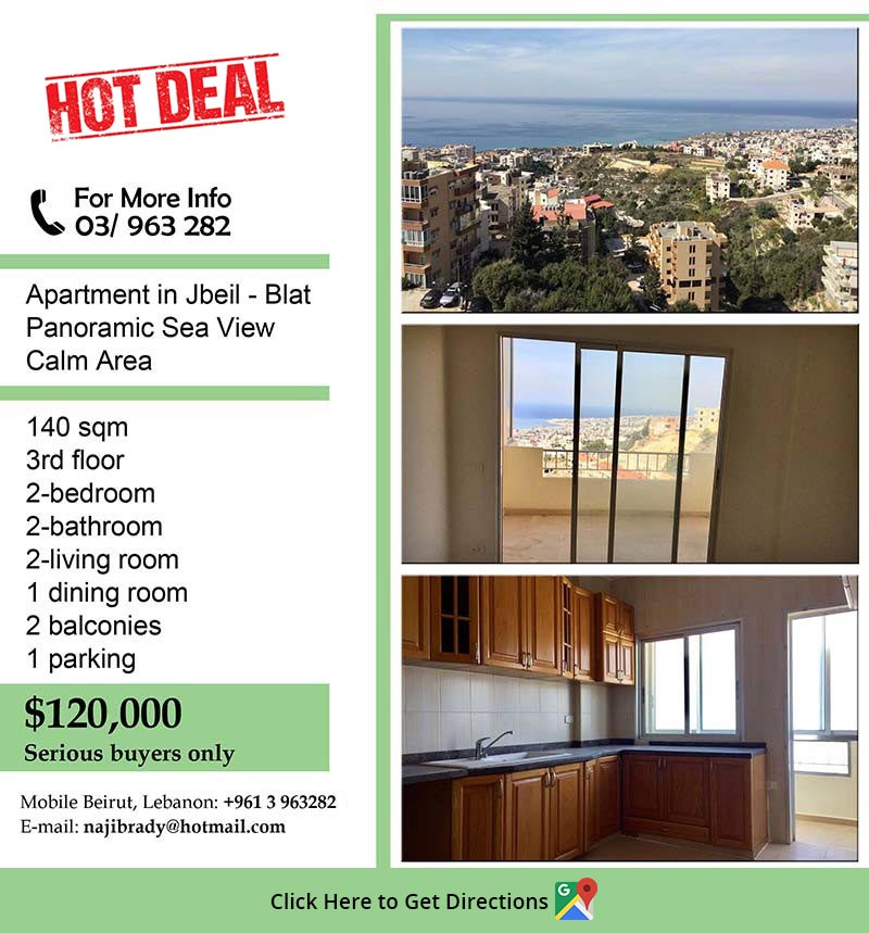 Apartment in Jbeil Lebanon Panoramic Sea View Apartment for Sale in