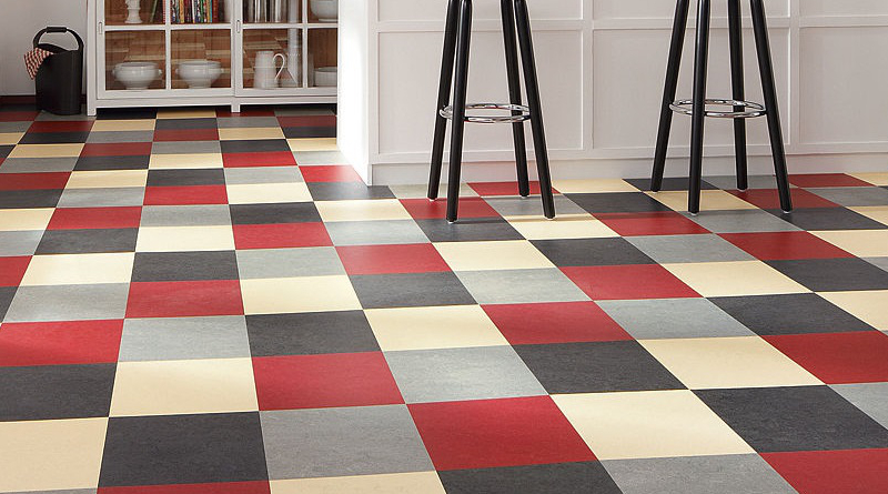 Linoleum flooring.