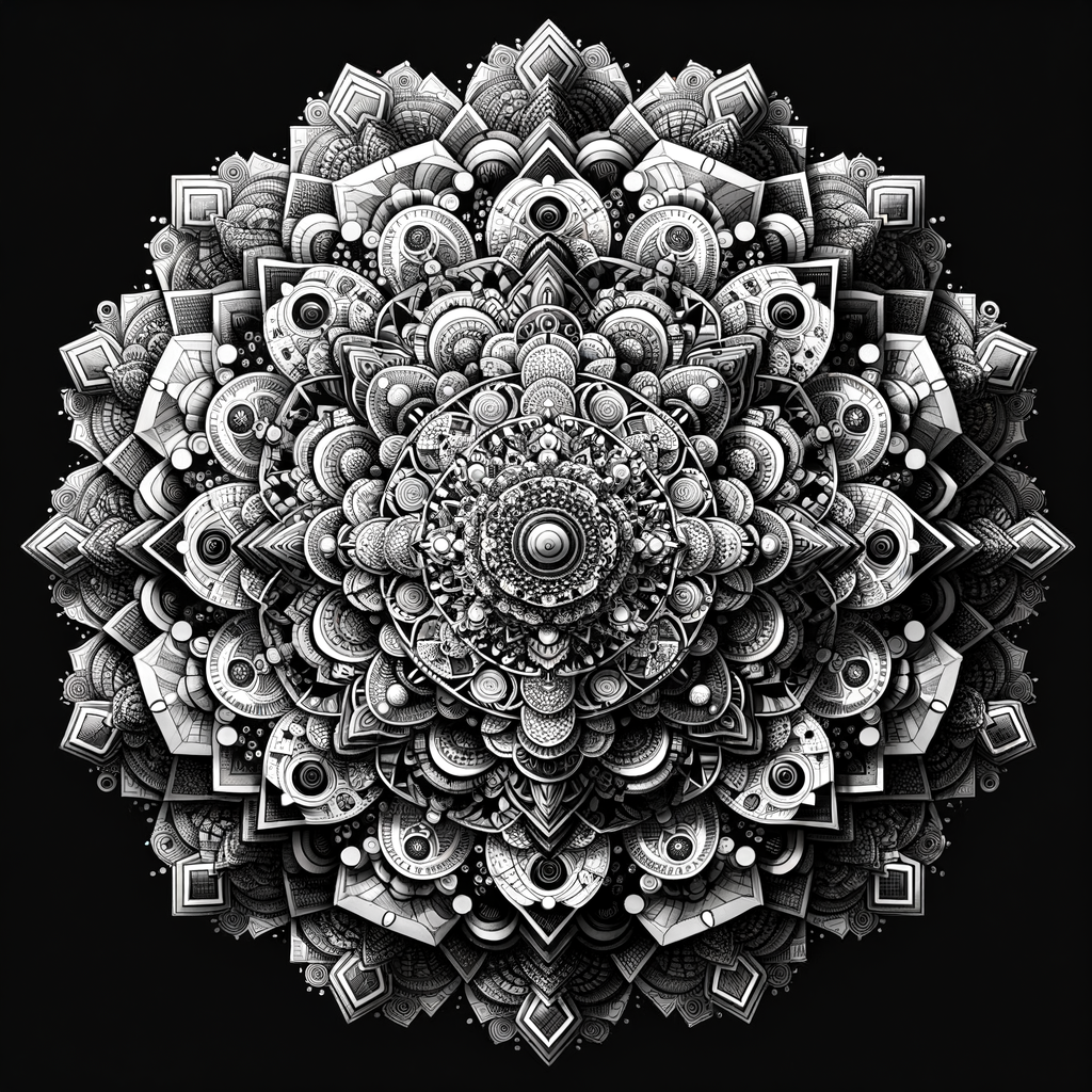 black and white mandala