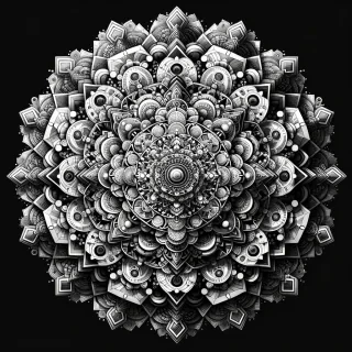 black and white mandala
