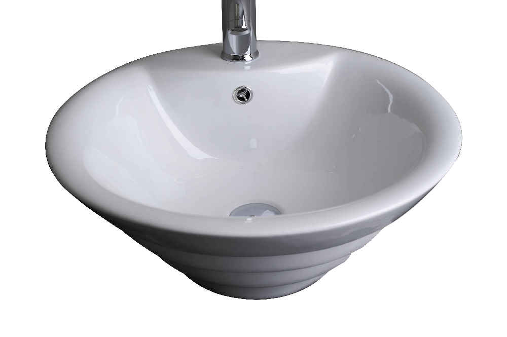 19.25-in. x 19.25-in. Round Bathroom Vessel Sink White Enamel Glaze