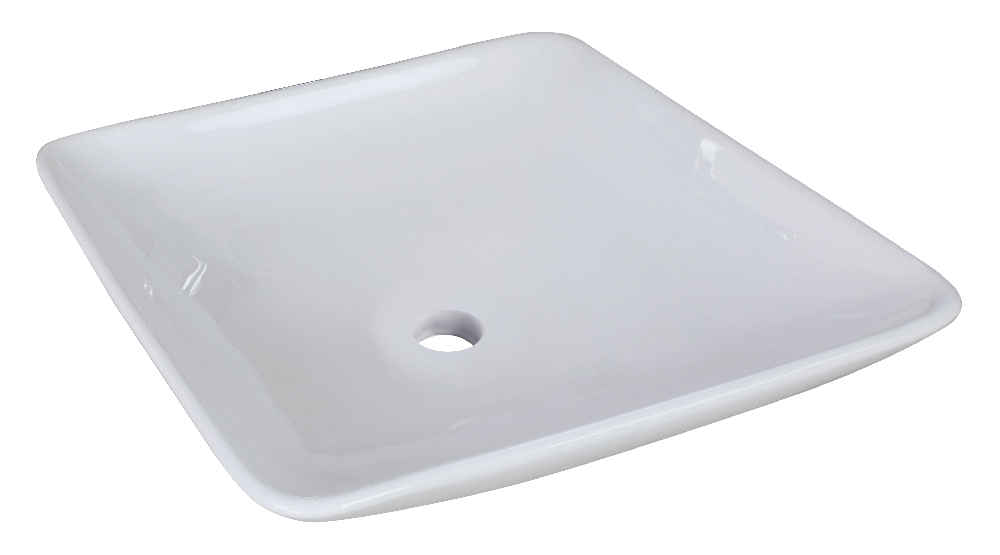 16.75-in. x 16.75-in. Square Bathroom Vessel Sink White Enamel Glaze