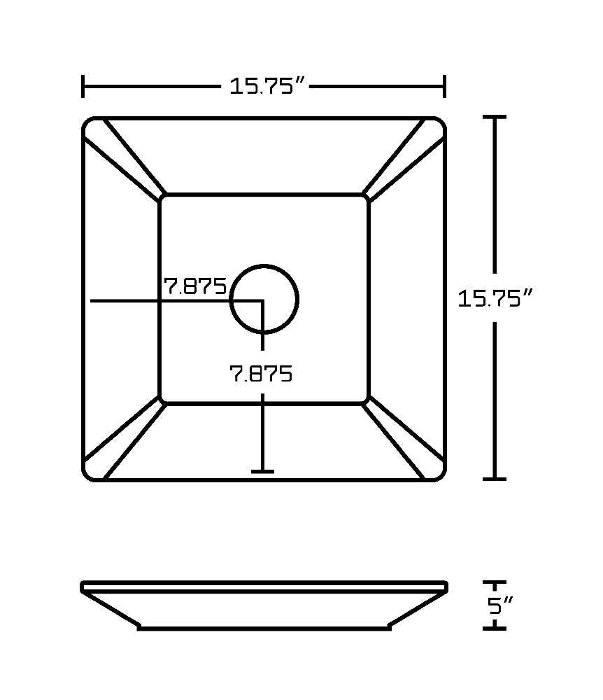 15.75-in. x 15.75-in. Square Bathroom Vessel Sink White Enamel Glaze