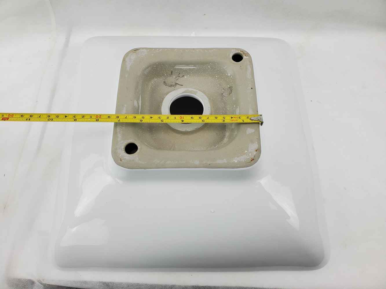 15.75-in. x 15.75-in. Square Bathroom Vessel Sink White Enamel Glaze