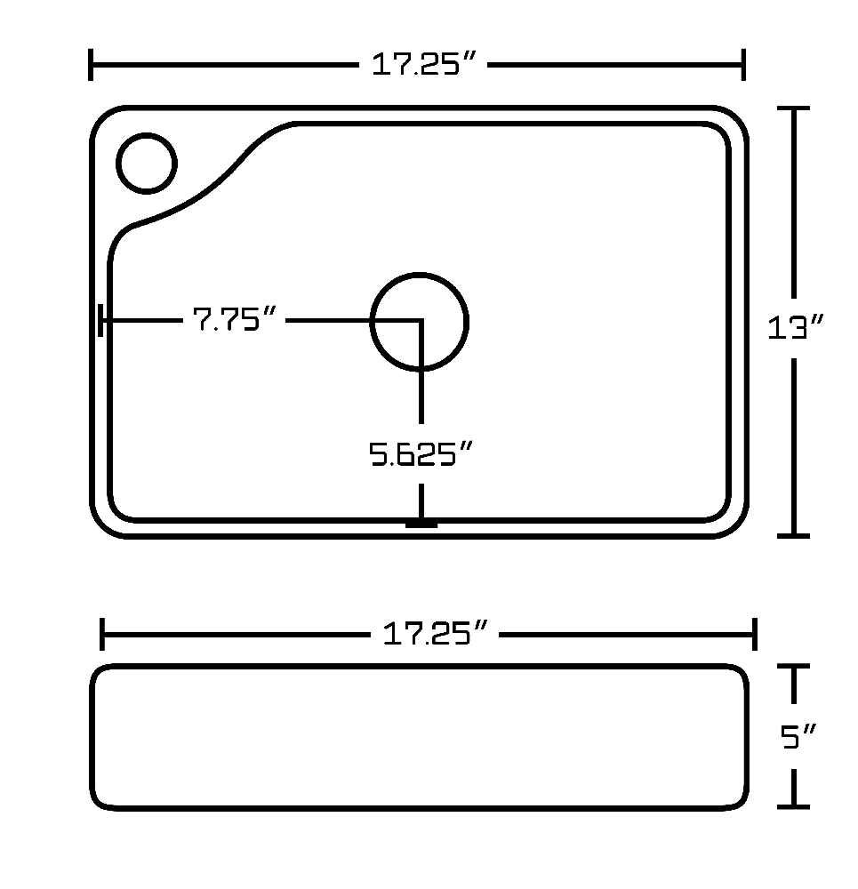 17.25-in. x 13-in. Rectangle Bathroom Vessel Sink White Enamel Glaze