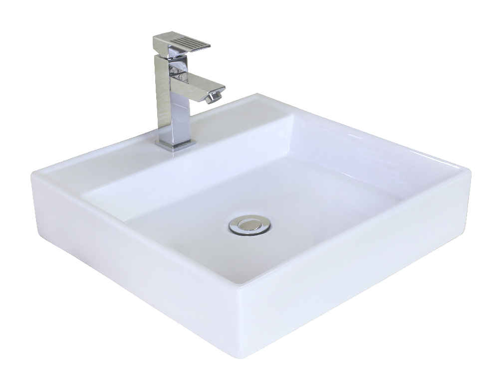 17-in. x 17-in. Square Bathroom Vessel Sink White Enamel Glaze