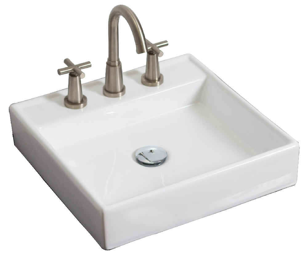 17.5-in. x 17.5-in. Square Bathroom Vessel Sink White Enamel Glaze