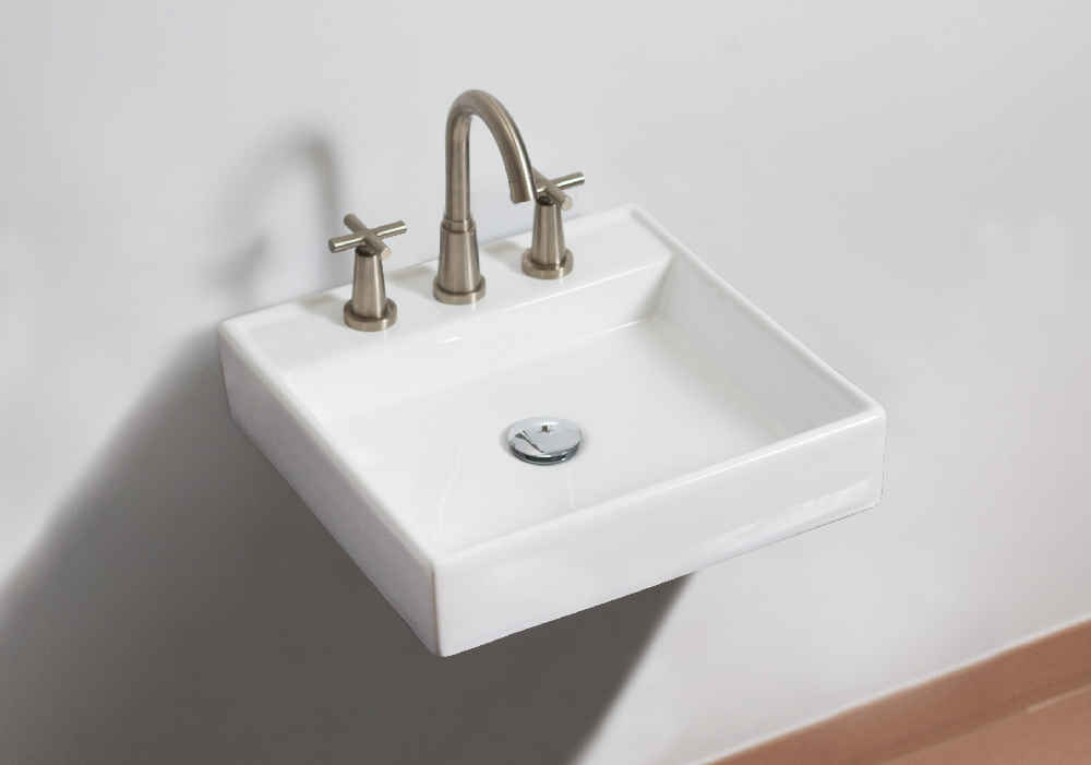 17.5-in. x 17.5-in. Square Bathroom Vessel Sink White Enamel Glaze