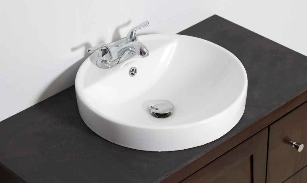 18.25-in. x 18.25-in. Round Bathroom Vessel Sink White Enamel Glaze