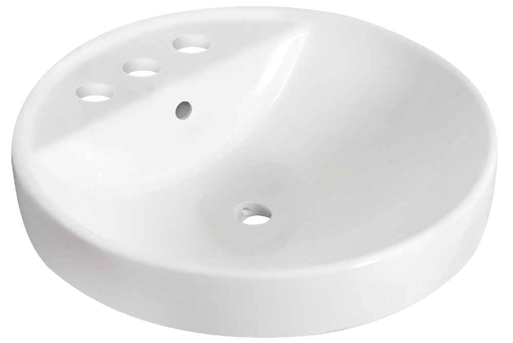 18.25-in. x 18.25-in. Round Bathroom Vessel Sink White Enamel Glaze