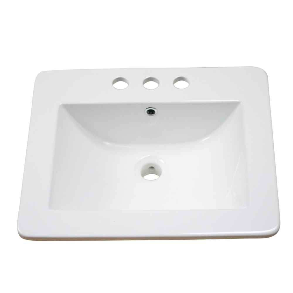 21-in. W 18.5-in. D Ceramic Top In White Color For 3H4-in. Faucet