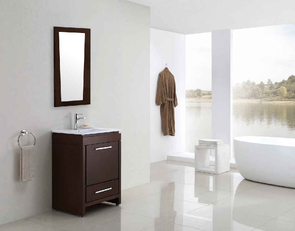 21.5-in. W 33.5-in. H Modern Plywood-Melamine Wood Mirror In Wenge