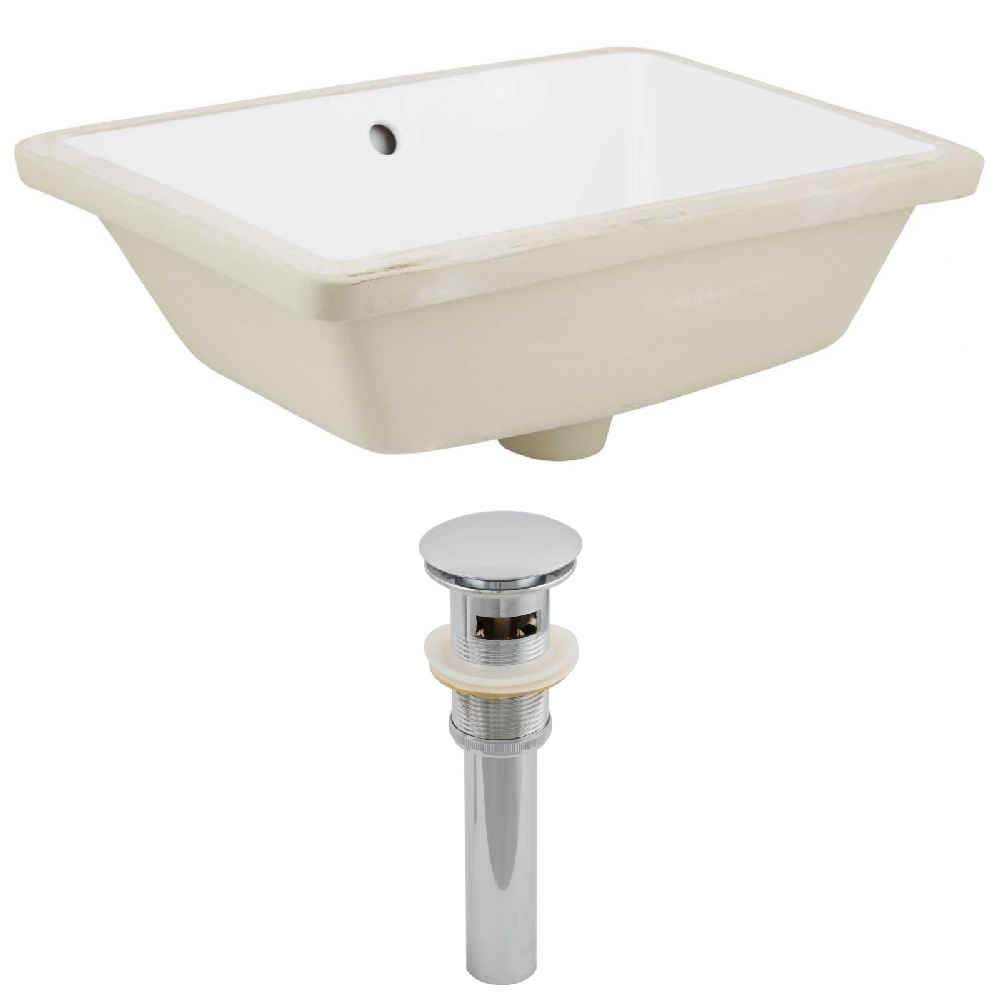 18.25-in. W Rectangle Bathroom Undermount Sink Set In White - Chrome Hardware - Overflow Drain Incl.