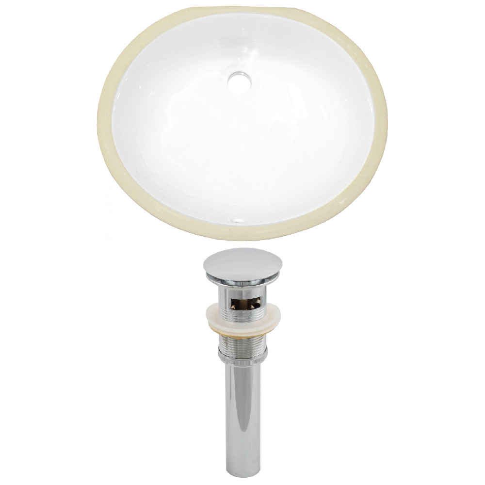 19.5-in. W CUPC Oval Bathroom Undermount Sink Set In White - Chrome Hardware - Overflow Drain Incl.