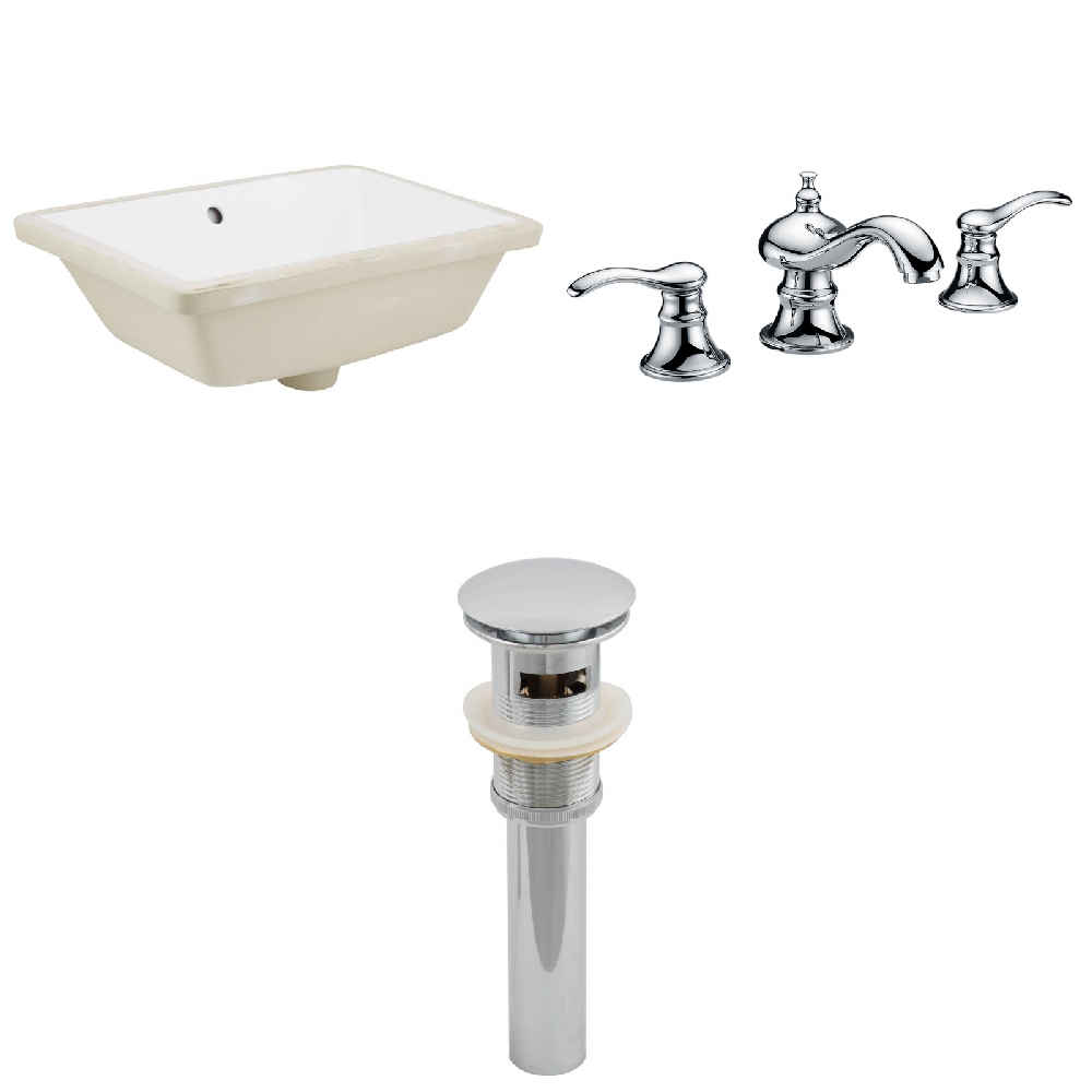 18.25-in. W CUPC Rectangle Bathroom Undermount Sink Set In White - Chrome Hardware - Overflow Drain Incl.