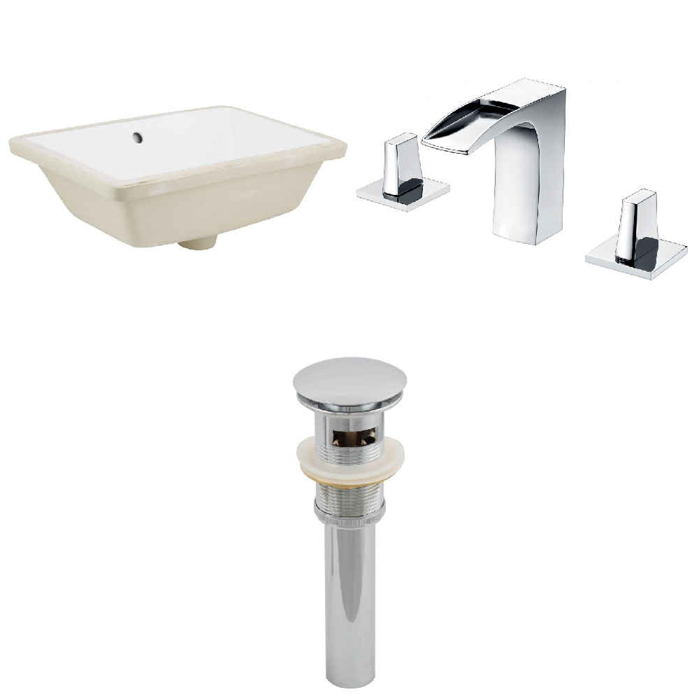 18.25-in. W CUPC Rectangle Bathroom Undermount Sink Set In White - Chrome Hardware - Overflow Drain Incl.