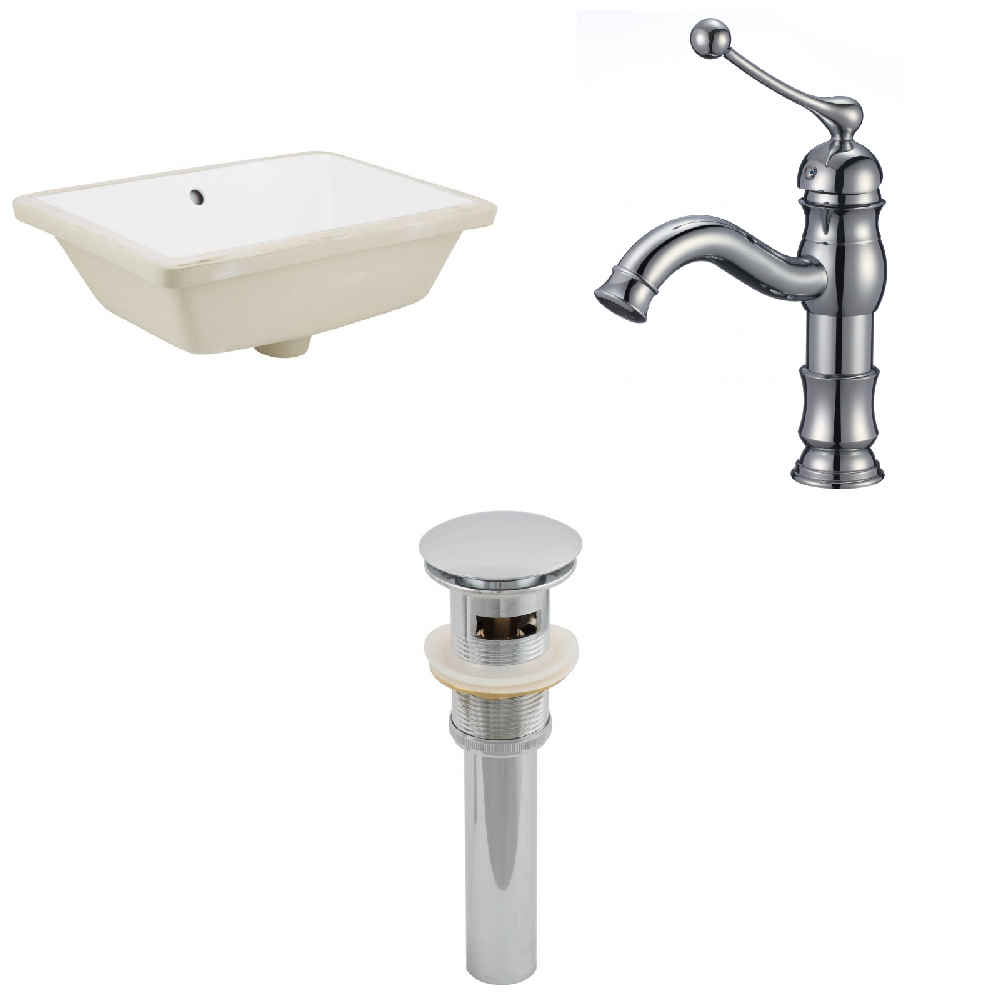 18.25-in. W CUPC Rectangle Bathroom Undermount Sink Set In White - Chrome Hardware - Overflow Drain Incl.