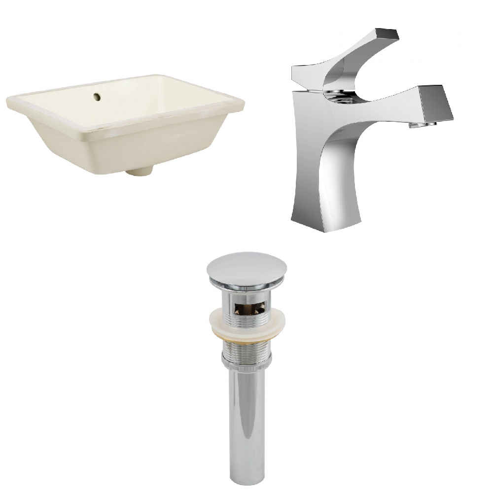 18.25-in. W CUPC Rectangle Bathroom Undermount Sink Set In Biscuit - Chrome Hardware - Overflow Drain Incl.