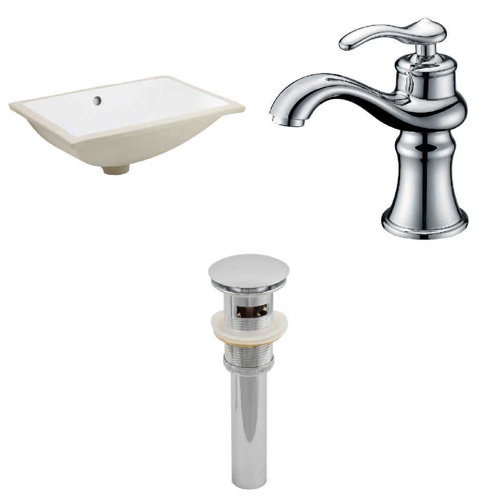 18.25-in. W CUPC Rectangle Bathroom Undermount Sink Set In White - Chrome Hardware - Overflow Drain Incl.