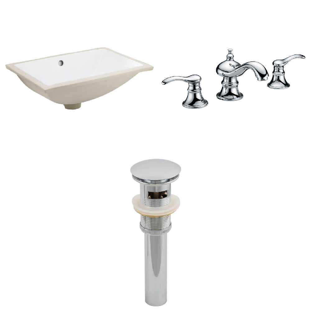 18.25-in. W CUPC Rectangle Bathroom Undermount Sink Set In White - Chrome Hardware - Overflow Drain Incl.