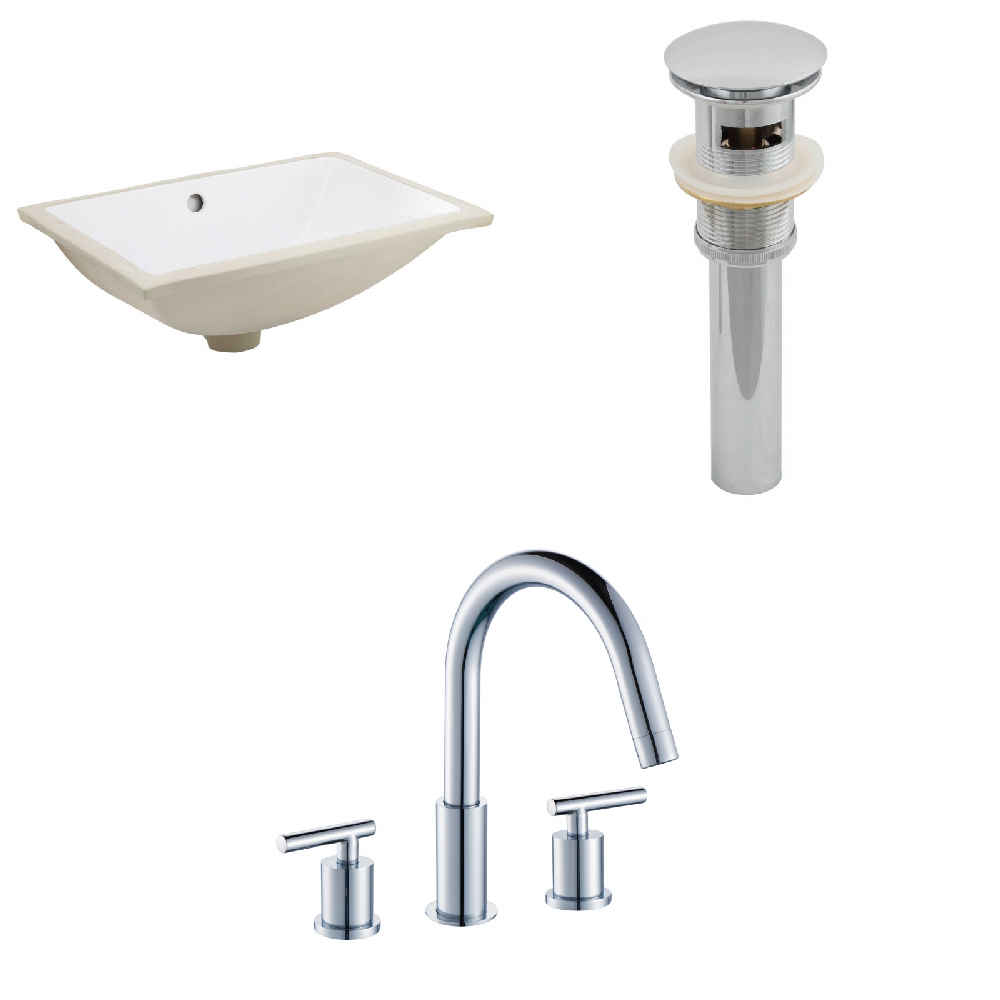 18.25-in. W CUPC Rectangle Bathroom Undermount Sink Set In White - Chrome Hardware - Overflow Drain Incl.