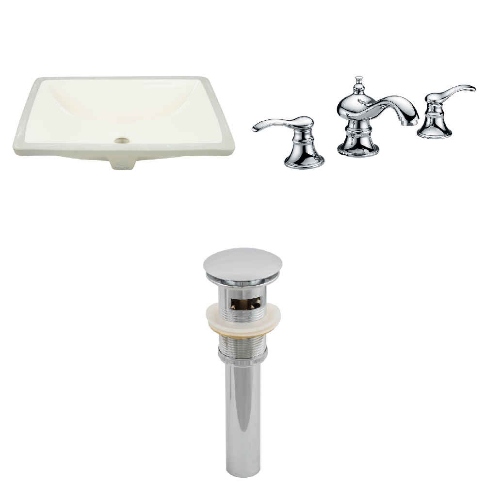 18.25-in. W CUPC Rectangle Bathroom Undermount Sink Set In Biscuit - Chrome Hardware - Overflow Drain Incl.