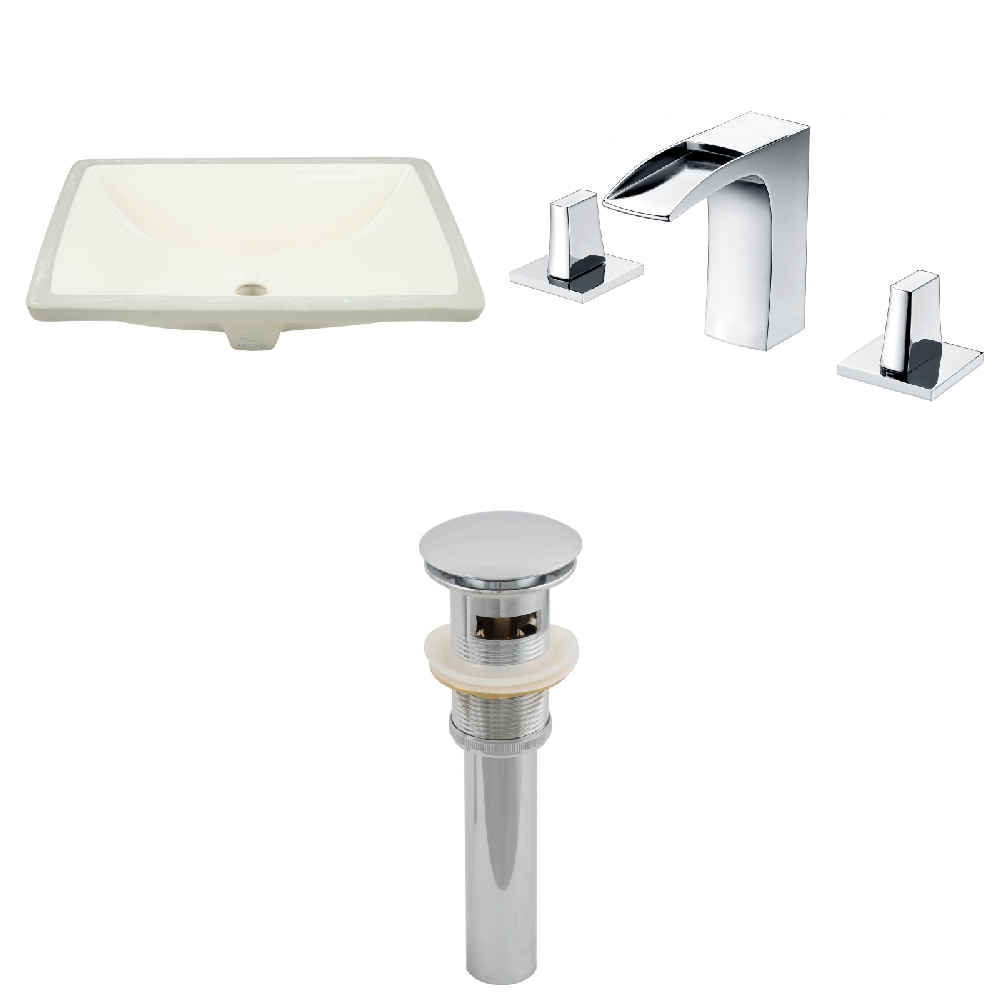 18.25-in. W CUPC Rectangle Bathroom Undermount Sink Set In Biscuit - Chrome Hardware - Overflow Drain Incl.